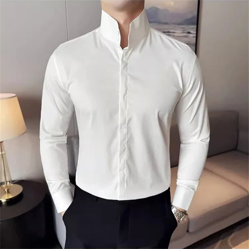 High Collar Smart Casual Style Shirt