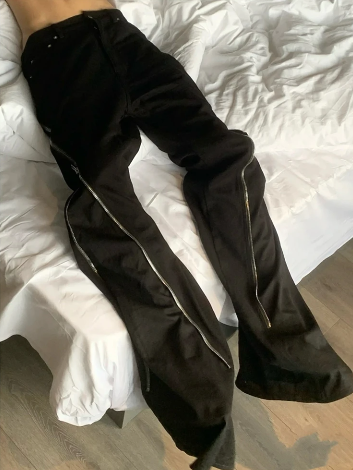 High Street Style Zipper Flare Jeans