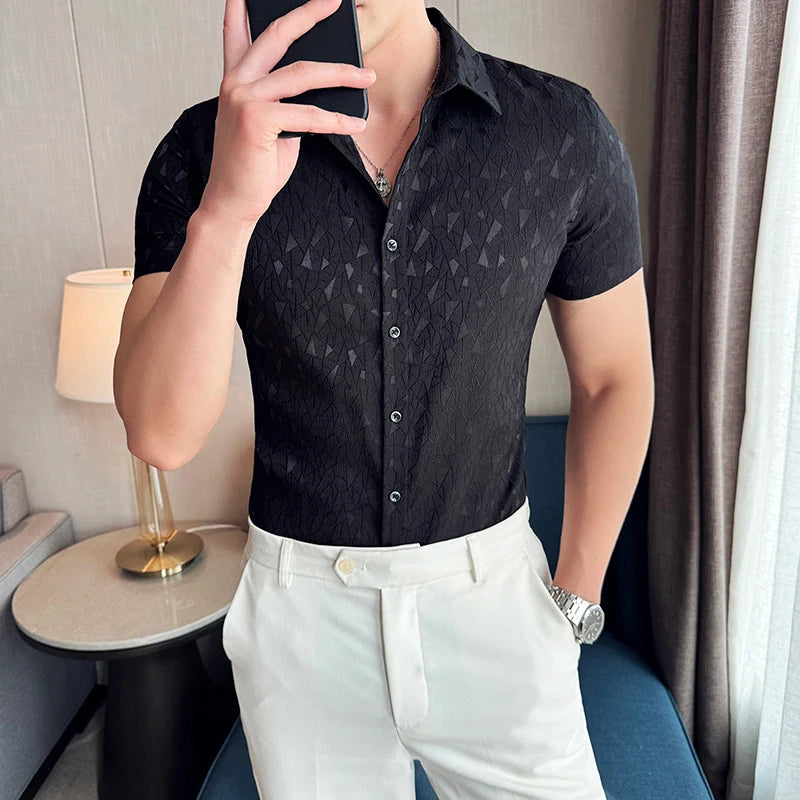 Geometric Slim Fit Single Breasted Shirt