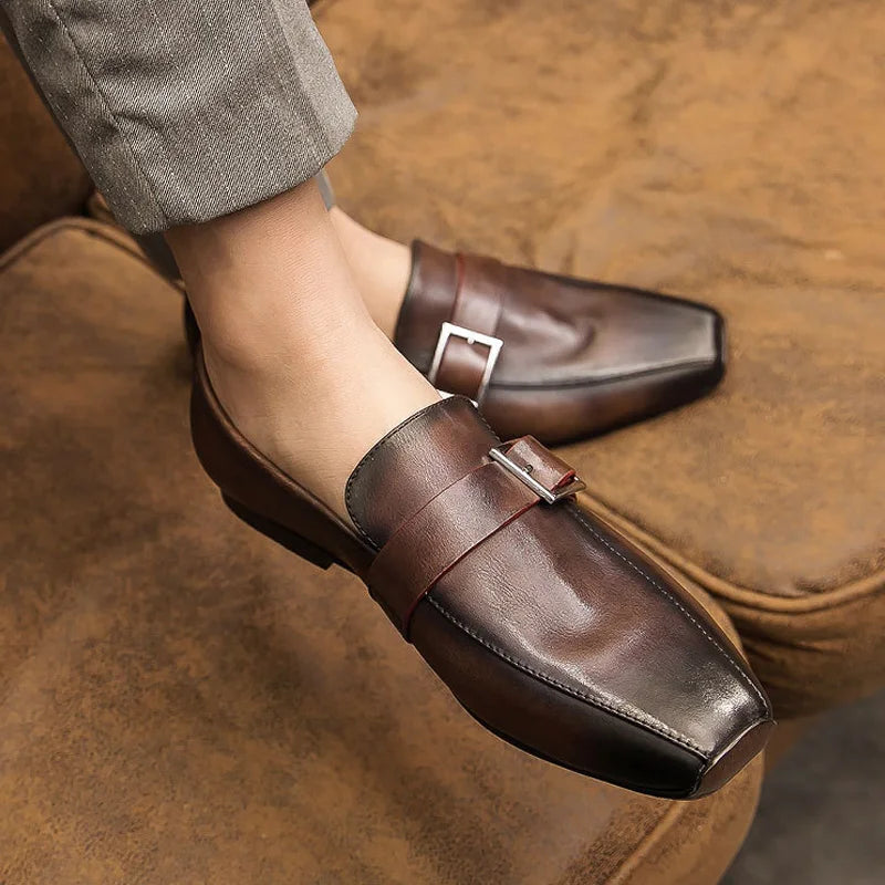 Square Toe Hasp Closure Loafers