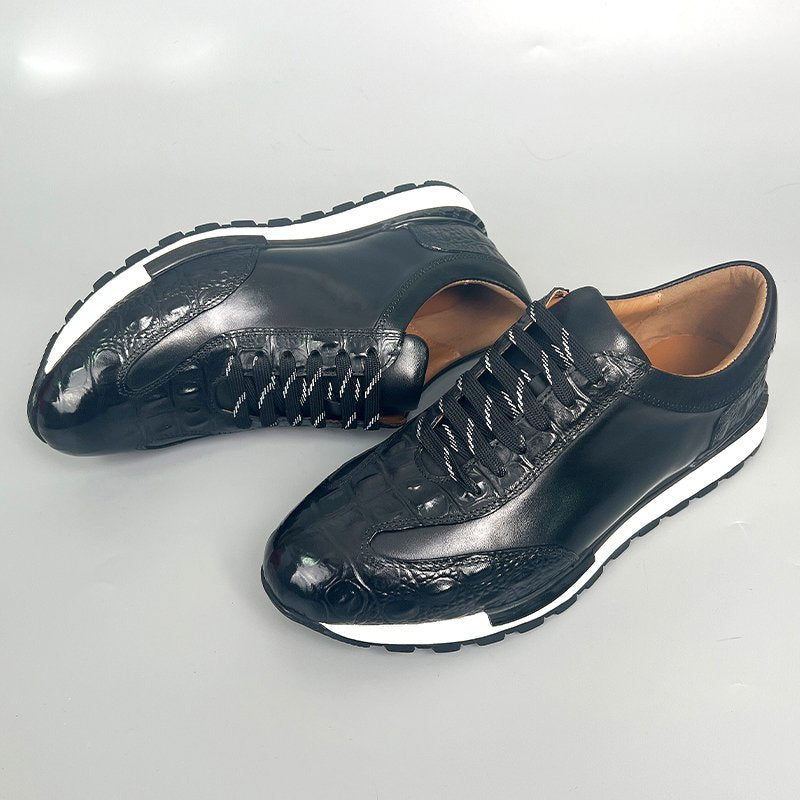 Lace-Up Patchwork Genuine Leather Shoes