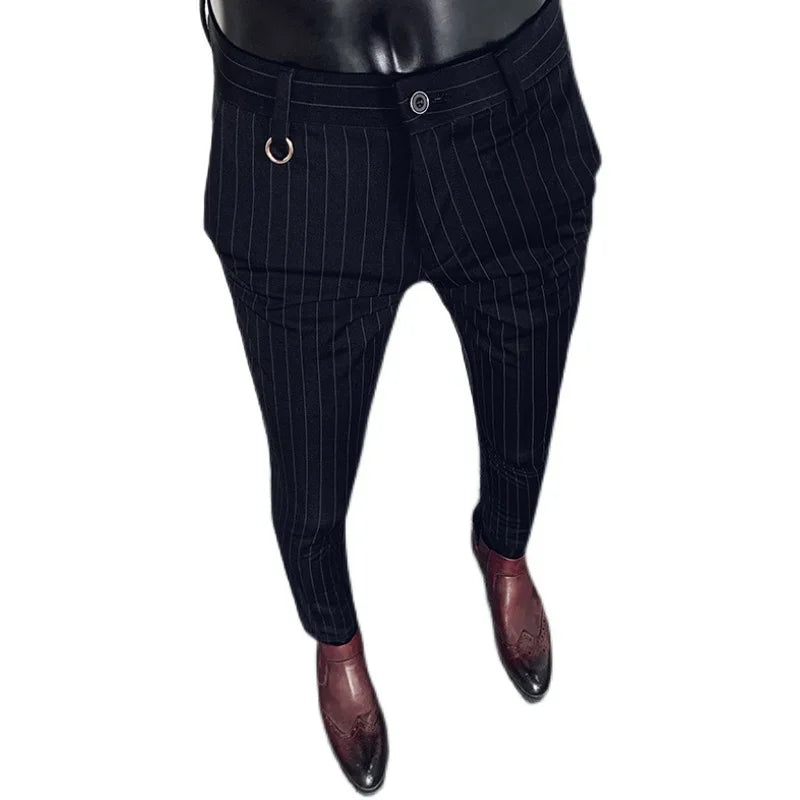 Simple Classic Stripe Slim Fit Trousers