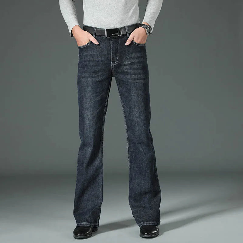 Classic Solid Denim Flare Jeans