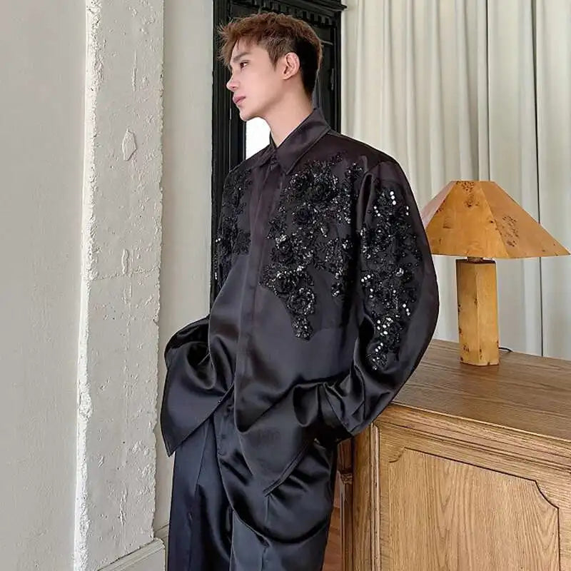 Sequin Patchwork Design Casual Shirt