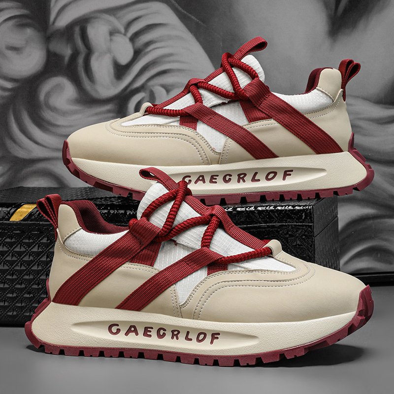 Casual Patchwork Leather Height-Increasing Chunky Sneakers