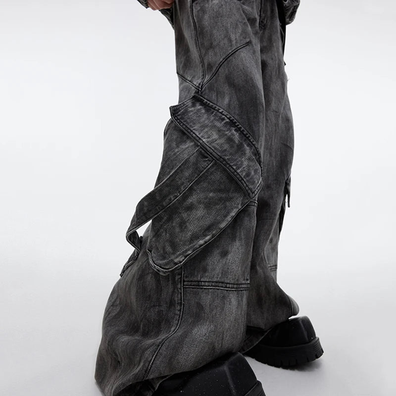 Street Style Baggy Vintage Denim Jacket Set