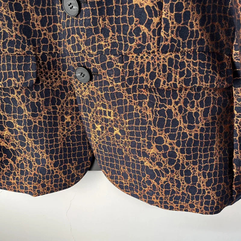 Brown Black Single Breasted Blazer