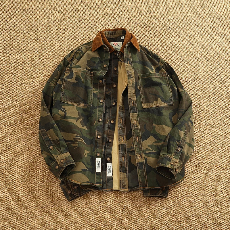 Retro Woven Twill Camouflage Shirt