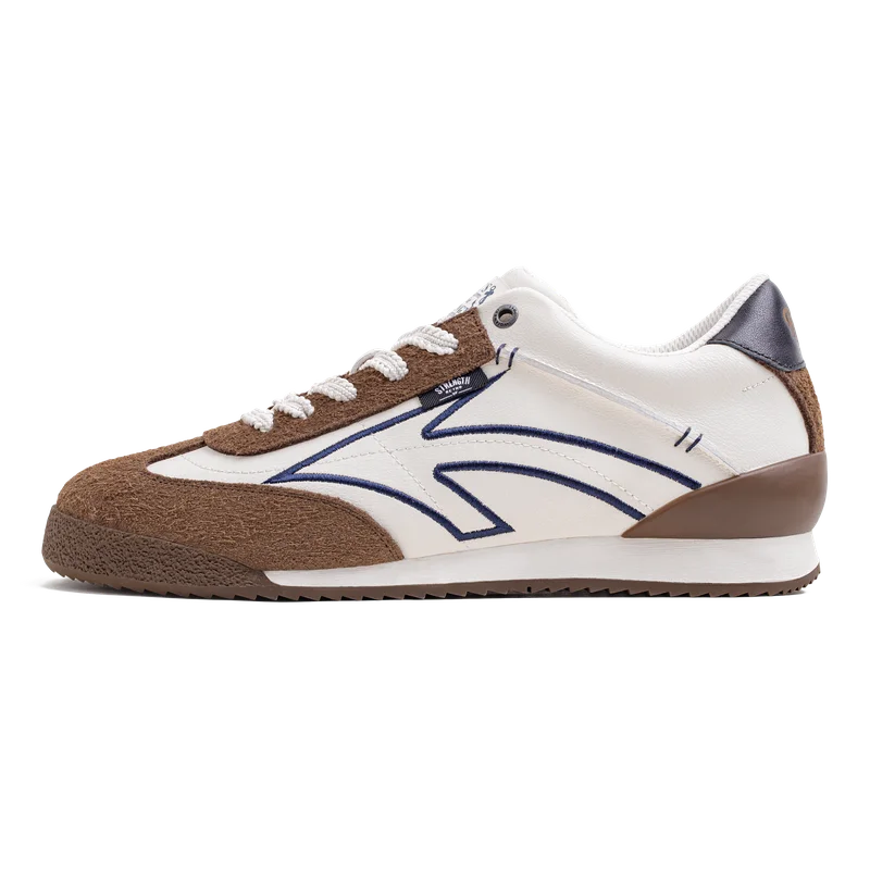 Brown-Beige Patchwork Low-Top Sneakers