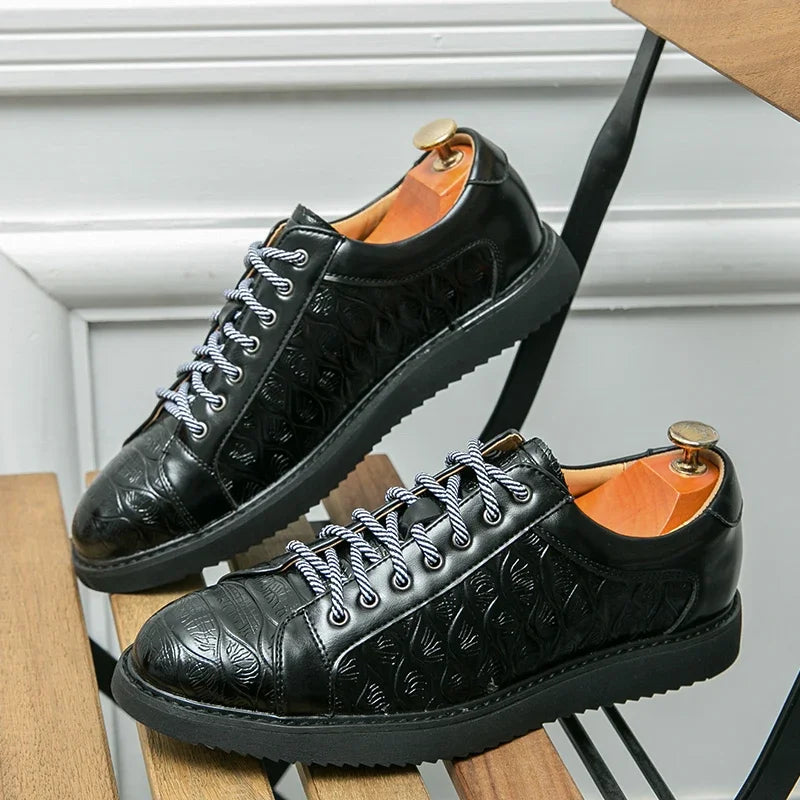 Natural Cowhide Leather Flat Sneakers