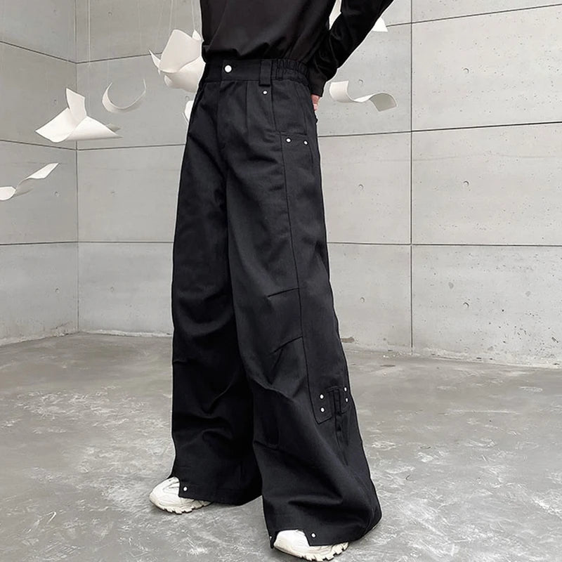 Black Darkwear Pleats Loose Pants