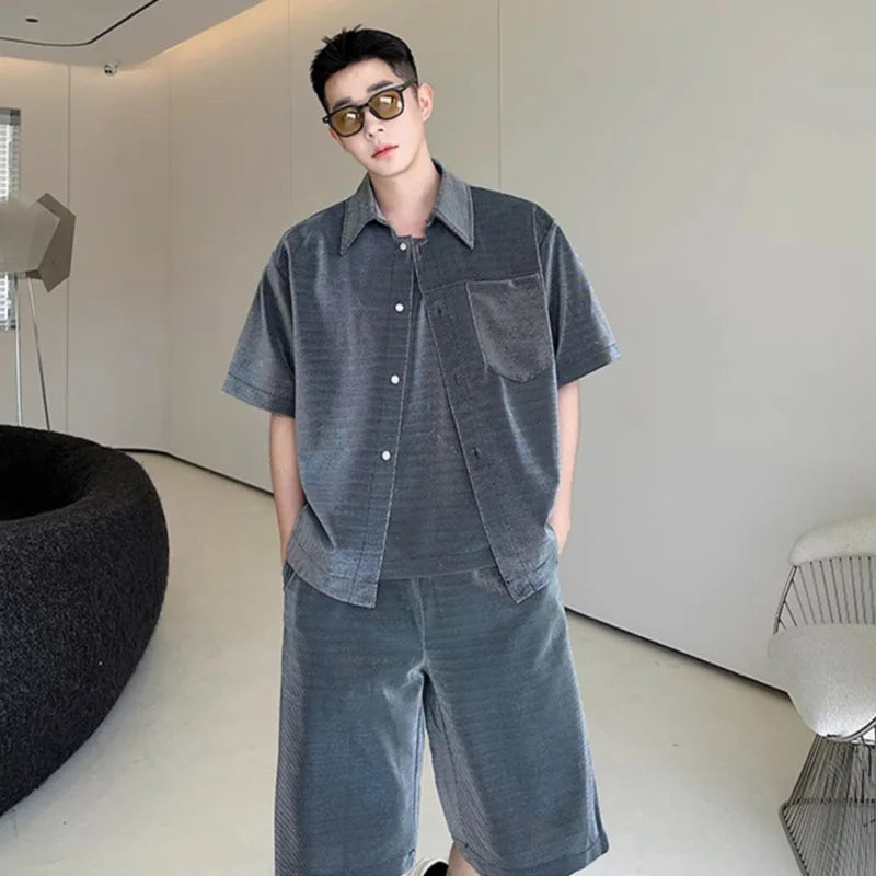 Three-Piece Solid Color Shorts Set