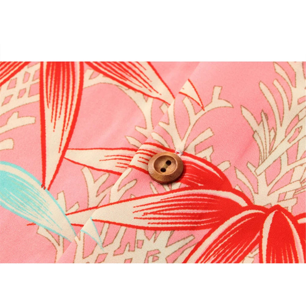 Pink Printed Pattern Hawaiian Shirt