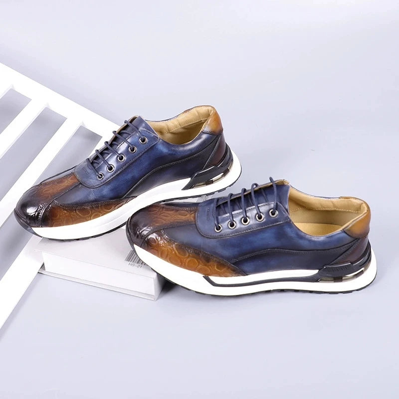 Crocodile Texture Casual Leather Sneakers