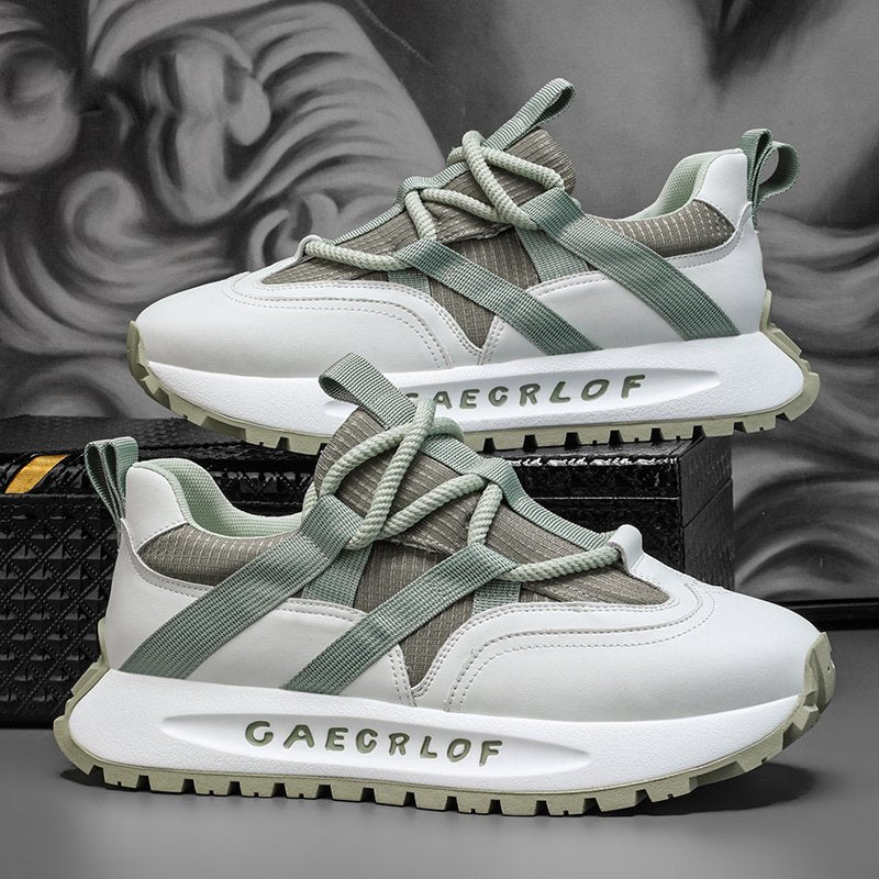 Casual Patchwork Leather Height-Increasing Chunky Sneakers