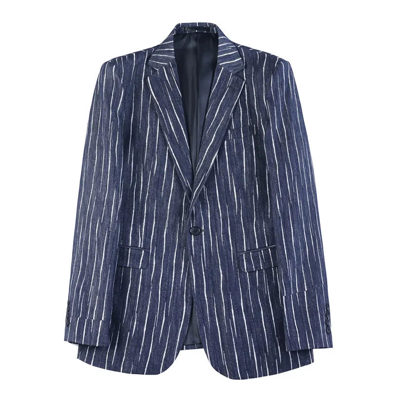 Blue Style Striped Men's Blazer