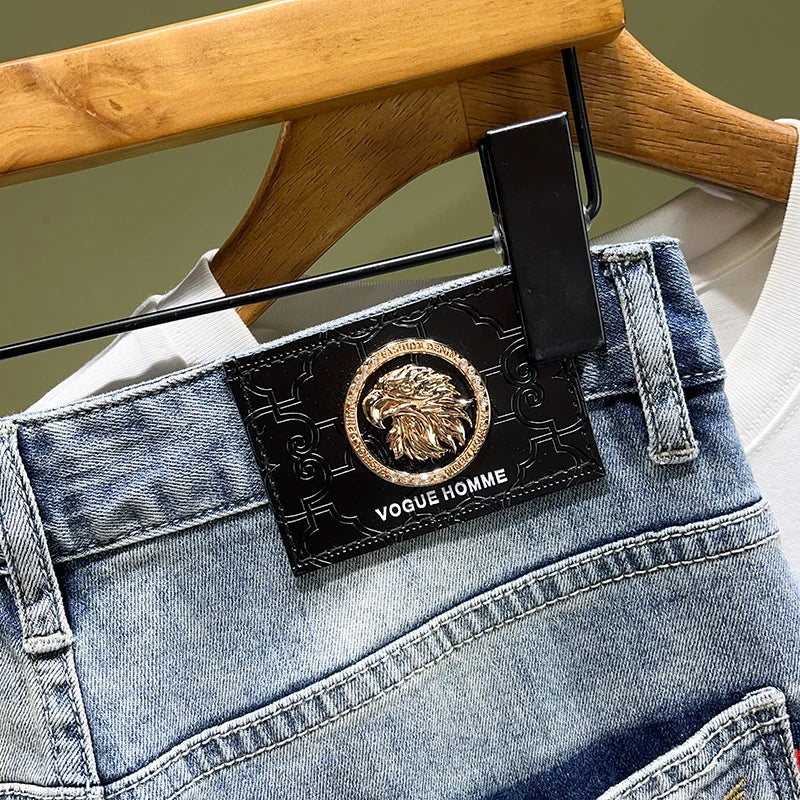 Street Fashion Blue Letter Printed Jeans