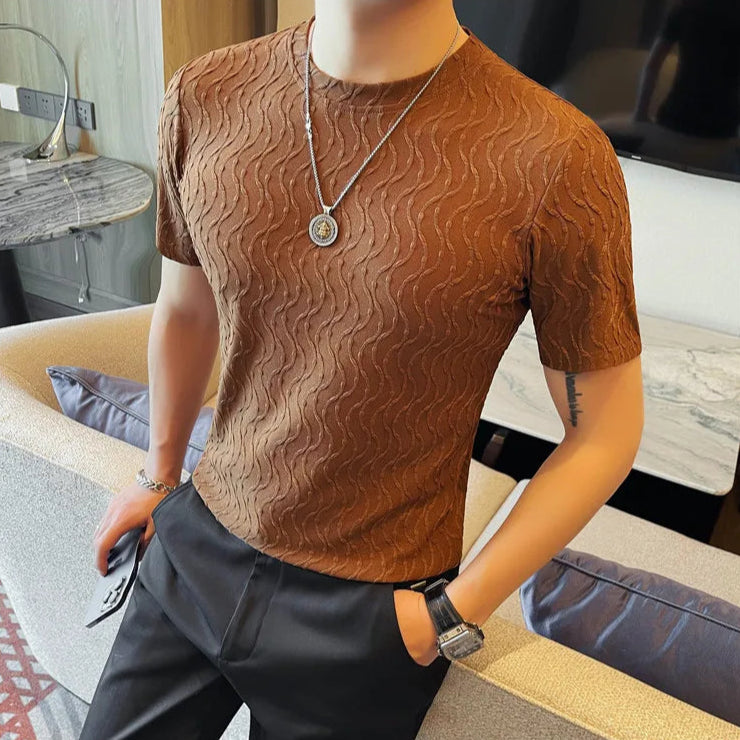 Slim-Fit Striped Ruffian Fashion T-Shirt