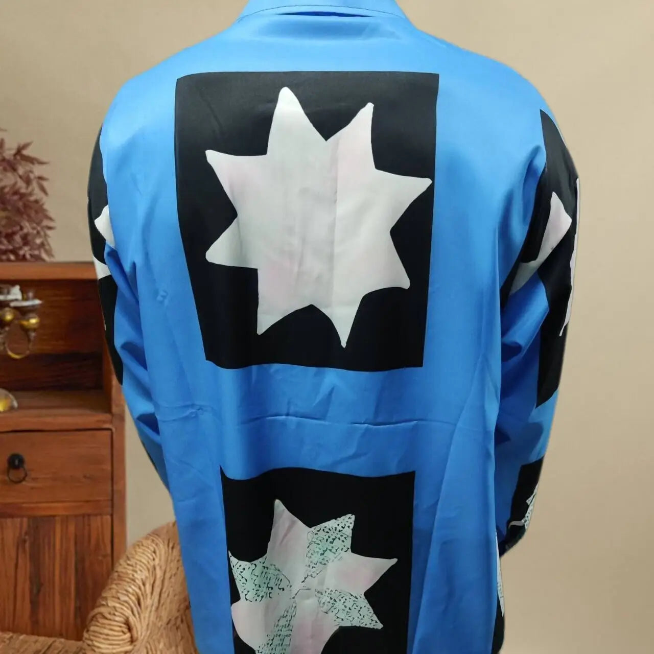 Blue Star Pattern Long-Sleeve Shirt