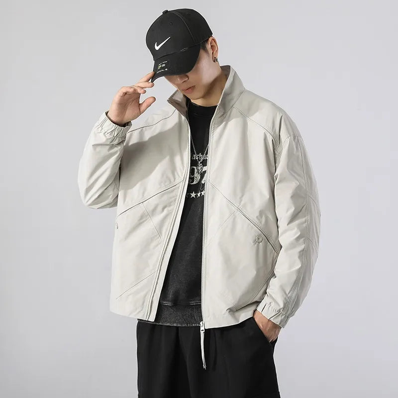 Solid Stand Color Zipper Jacket