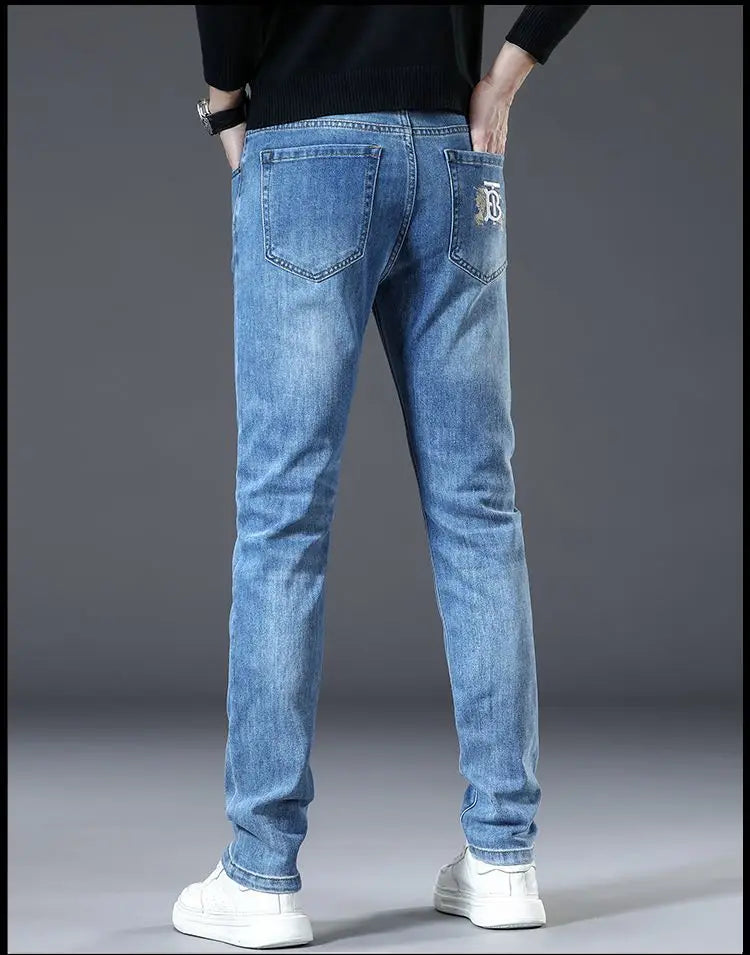 Solid Blue Denim Slim Fit Jeans