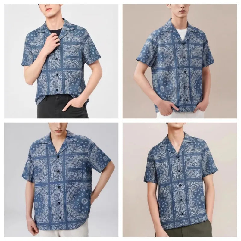 Blue Color Geometric Paisley Shirt