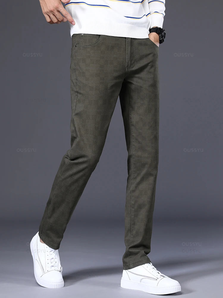 Classic Plaid Flat Front Trousers