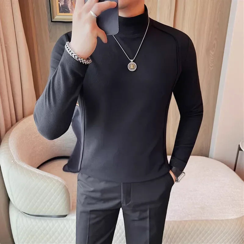 Solid Color Long Sleeve Slim Fit T-Shirt