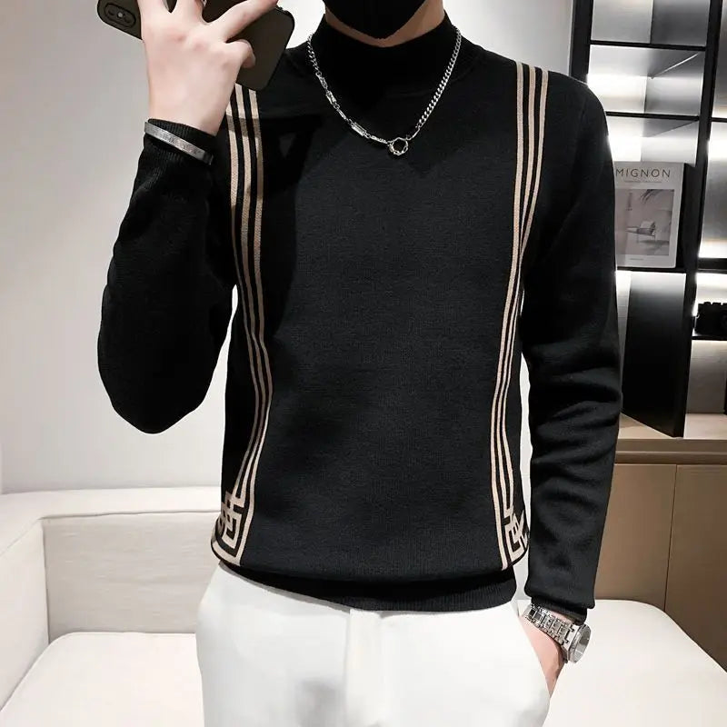 Striped Basic Knitted Men's Sweater