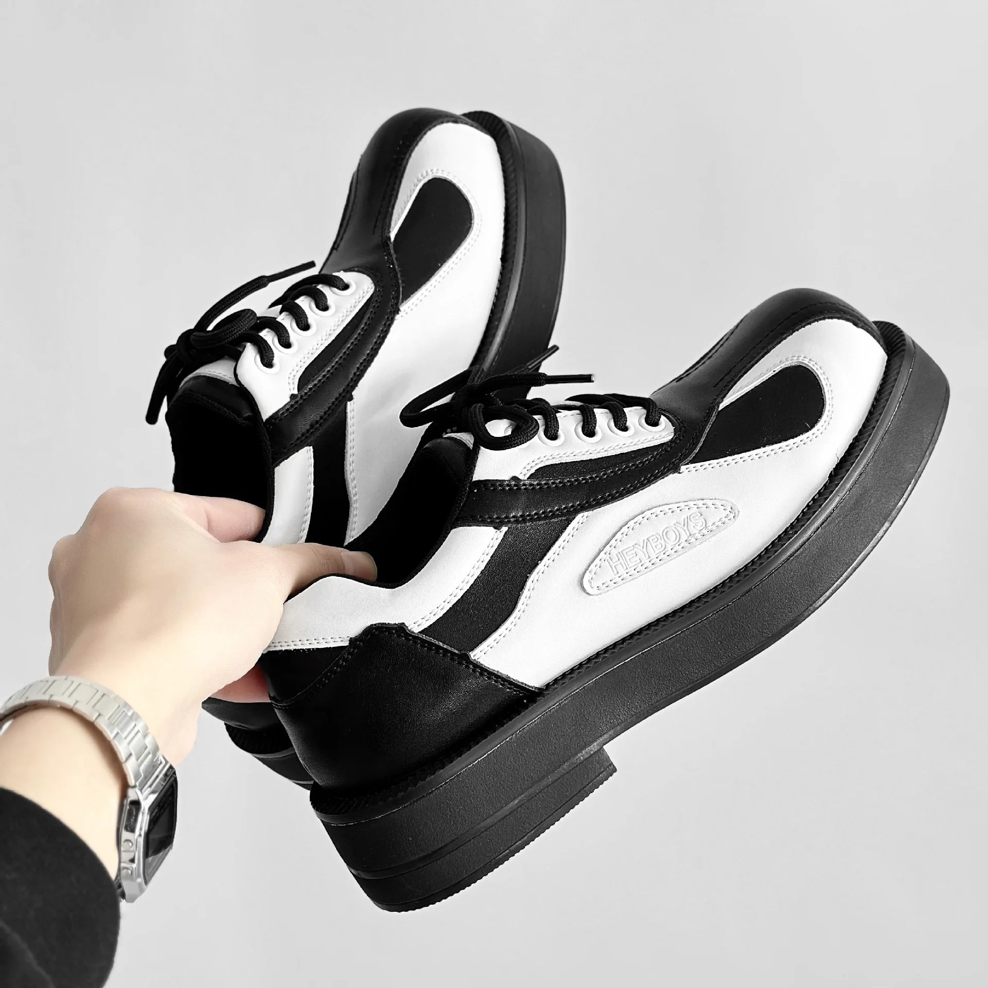 Business Formal White Black Leather Shoes