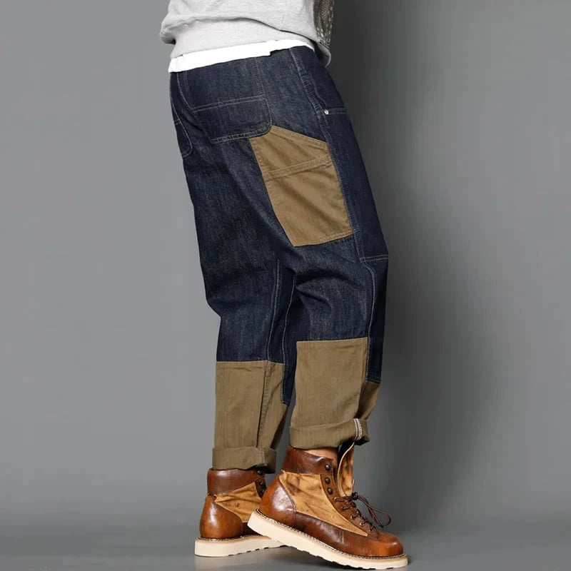 Casual Patchwork Zipper Fly Stonewashed Cargo