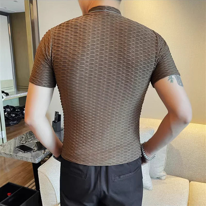 Half High Collar Slim Fit Casual Tee