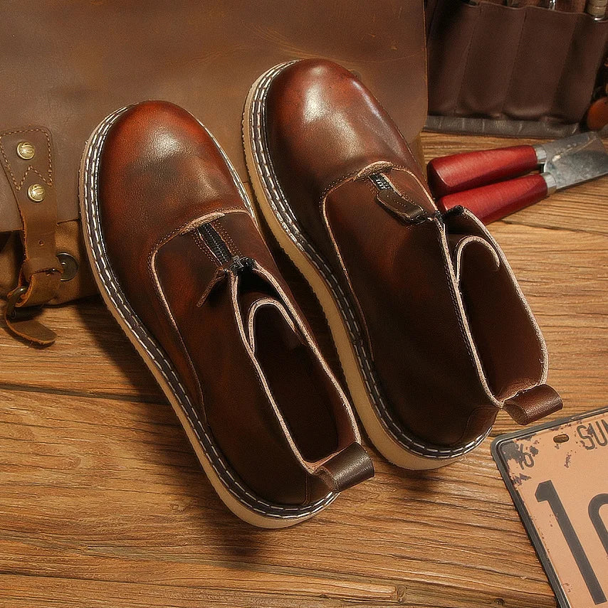 Elegant Solid Genuine Leather Ankle Boots