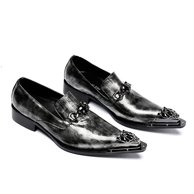 Metal Appliques Pointed Toe Shoes