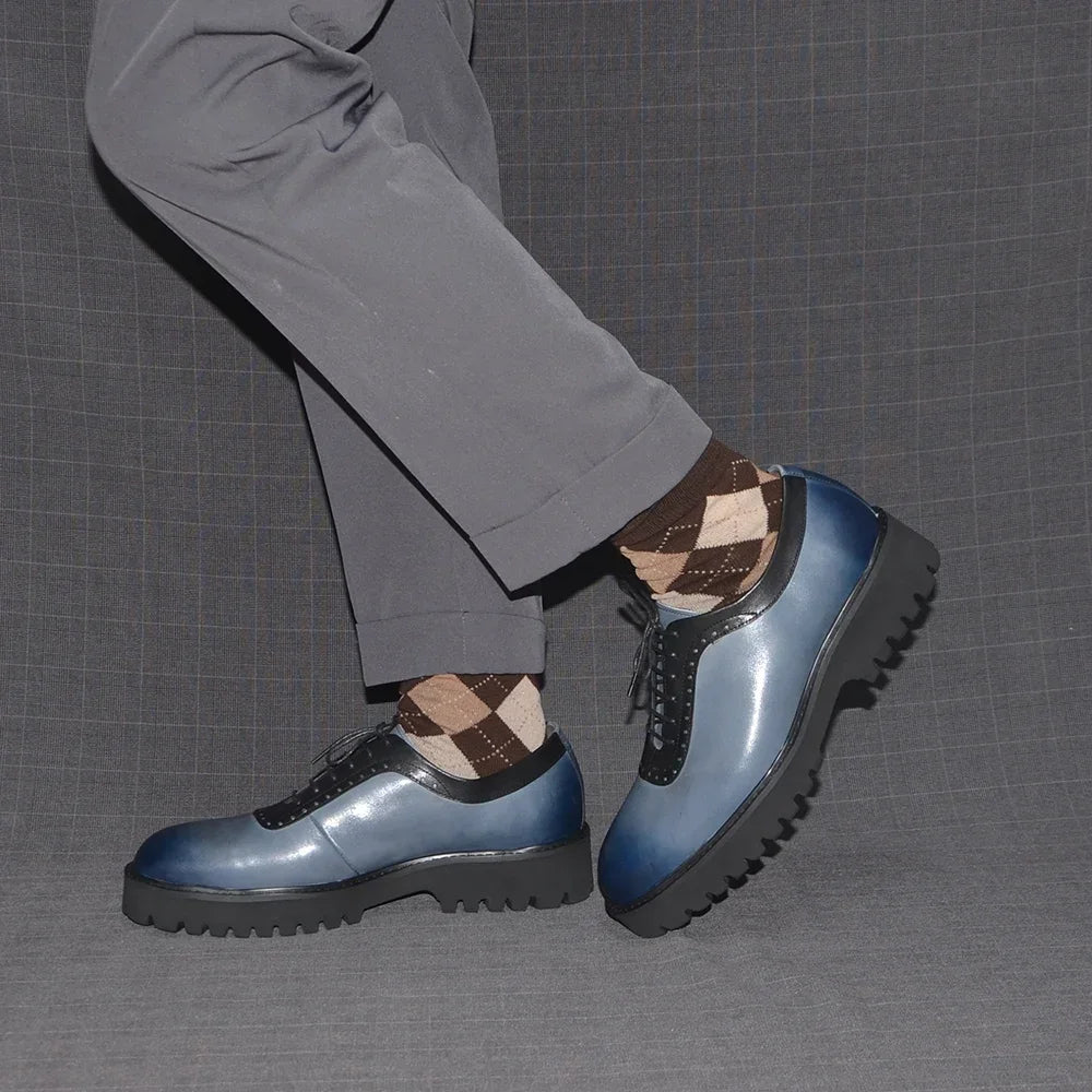 Genuine Leather Height Increasing Oxford Shoes