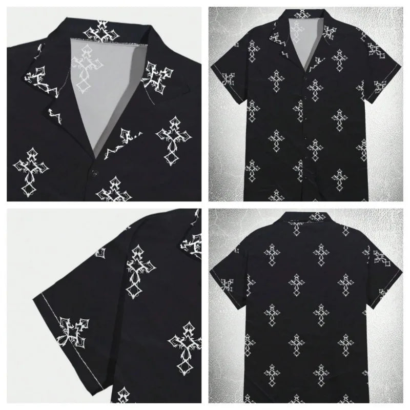 Black Cross Printed Pattern Shirt
