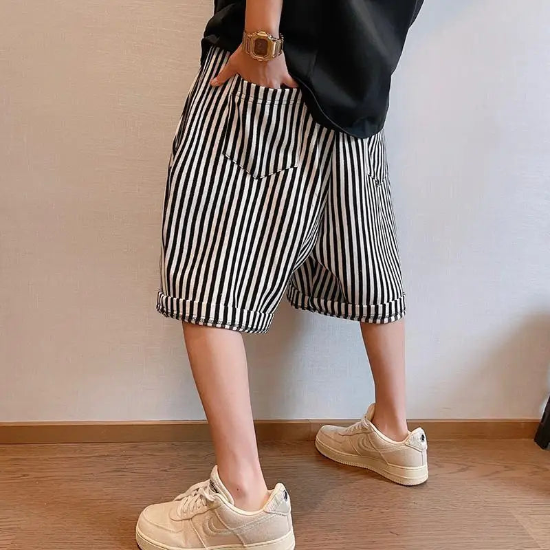 Vertical Stripes Summer Loose Casual Shorts