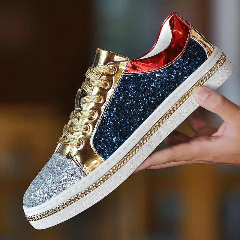 Luxury Sequined Contrast Color Sneakers
