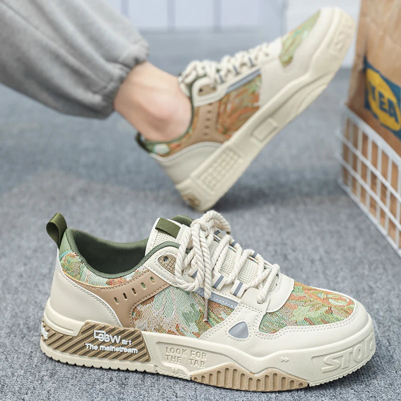 Abstract Painted Casual Patchwork Sneakers
