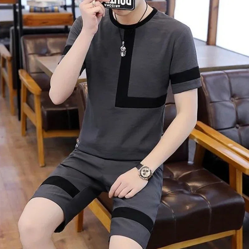 Printed Pattern Polyester Shorts Set