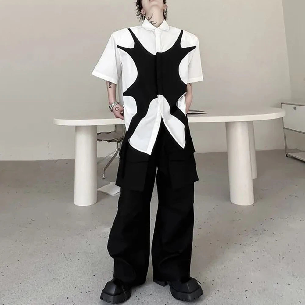 Contrast Solid Color Patchwork Shirt