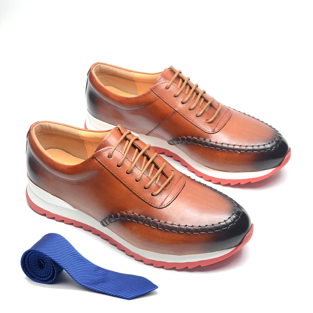 Handmade Casual Oxford Genuine Leather Sneakers