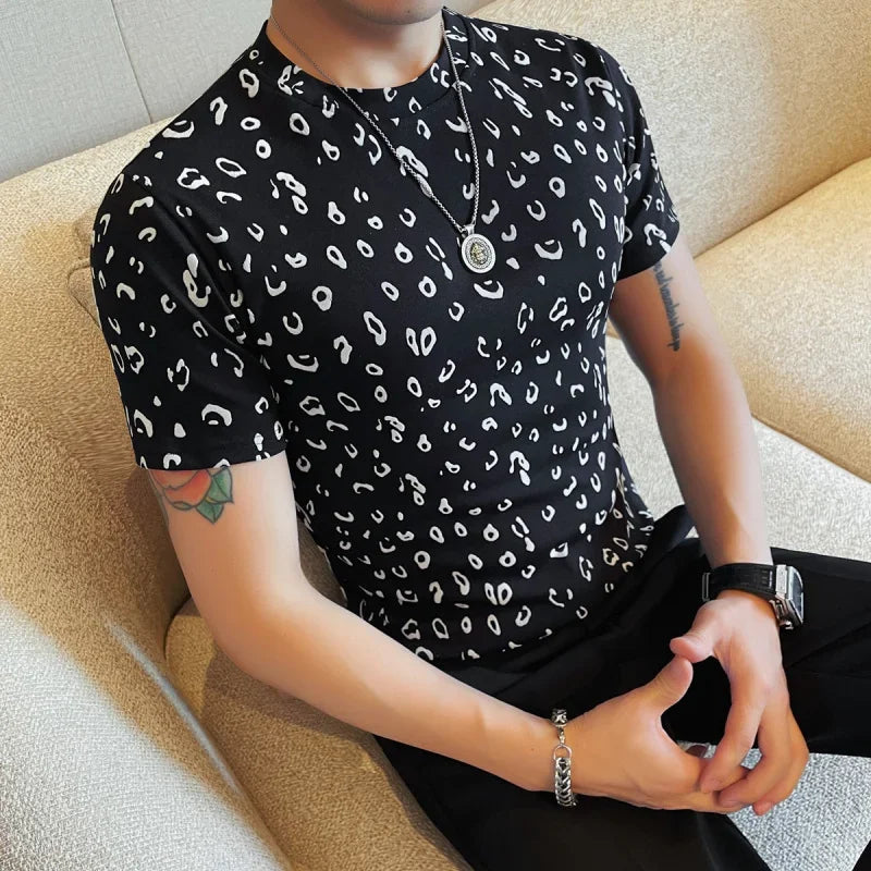 Leopard Flocking O-Neck Men's Tee