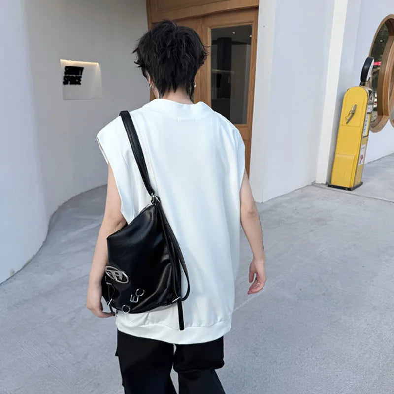 Abstract Pattern V-neck Loose Tank Top