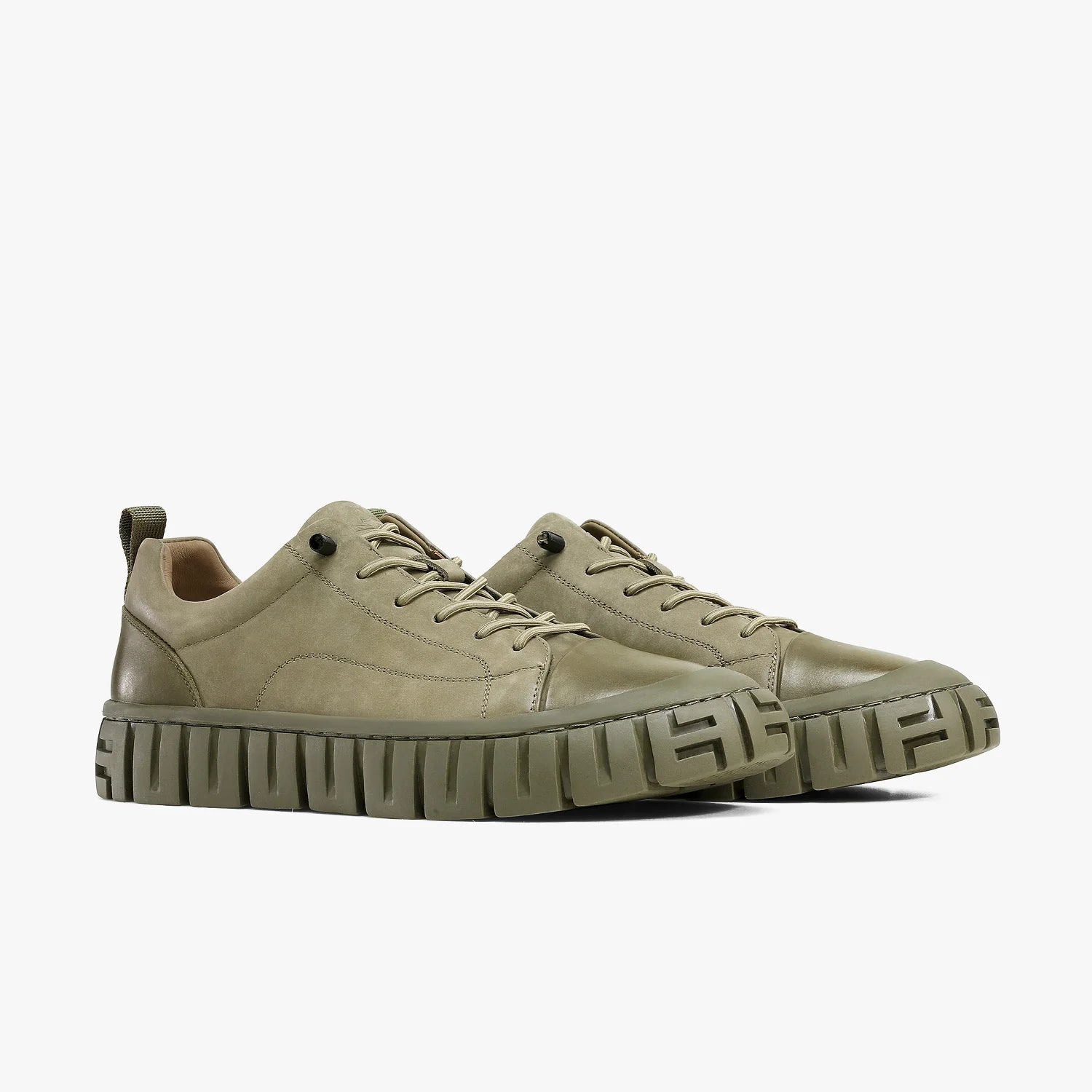 Chunky Sole Leather Sneakers