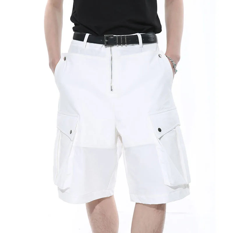 Half Zipper Four Button Pocket Shorts