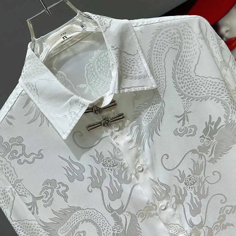 Chinese Style Dragon Pattern Loose Shirt