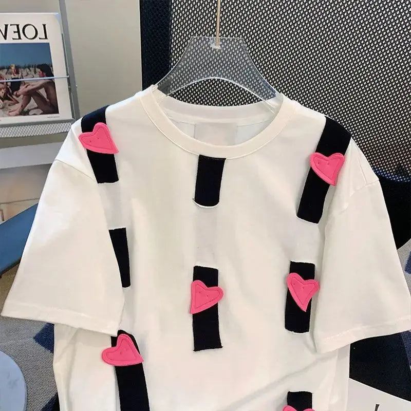 Minimalist Patchwork Round Neck Loose T-Shirt