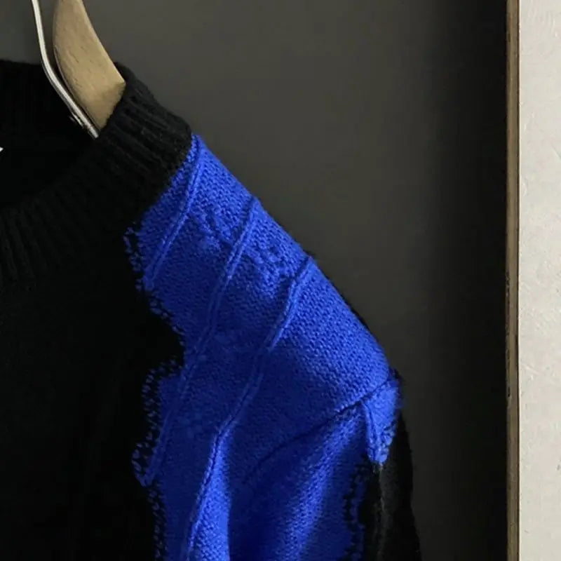 Abstract Pattern Fashion O-Neck Contrast Sweater