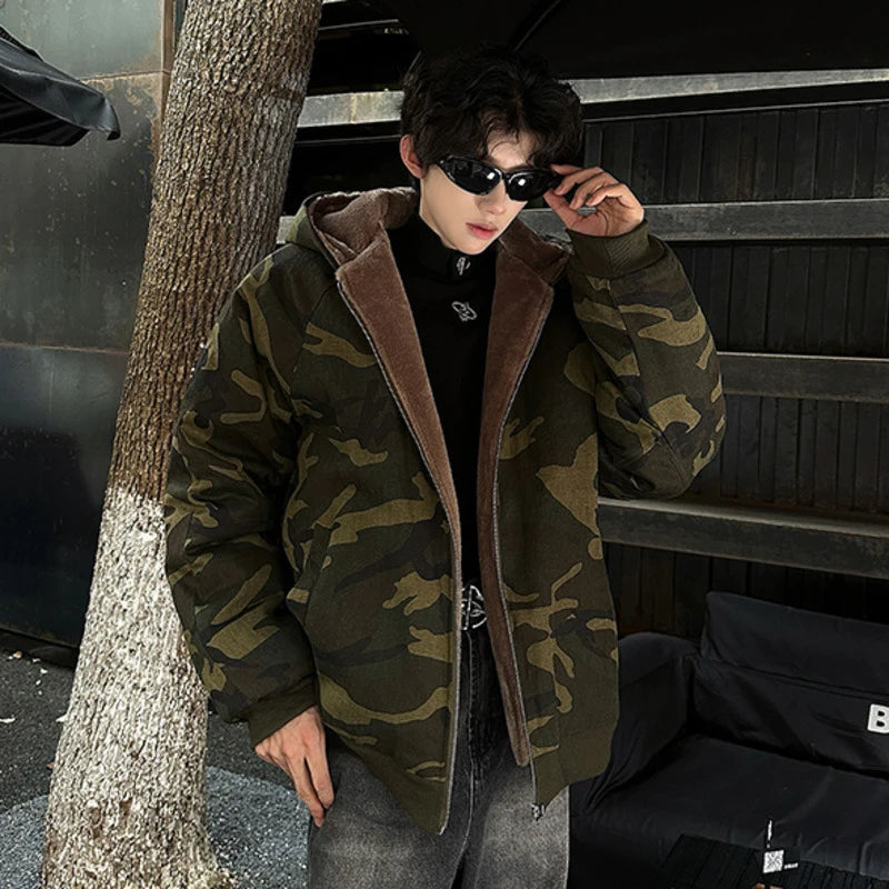 Camouflage Padded Zipper Loose Jacket